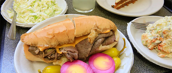 French Dip with pickled eggs at Philippe the Original | Photo: Yuri Hasegawa